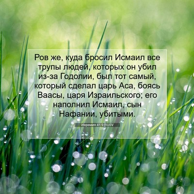 Picture 07 - Иеремия 41:9 RUSV - Ров же, куда бросил Исмаил - Bible Verse Picture