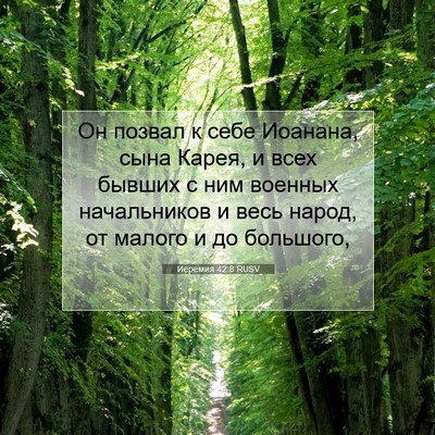 Picture 07 - Иеремия 42:8 RUSV - Он позвал к себе Иоанана, - Bible Verse Picture