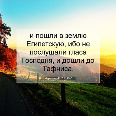 Picture 07 - Иеремия 43:7 RUSV - и пошли в землю Египетскую, - Bible Verse Picture