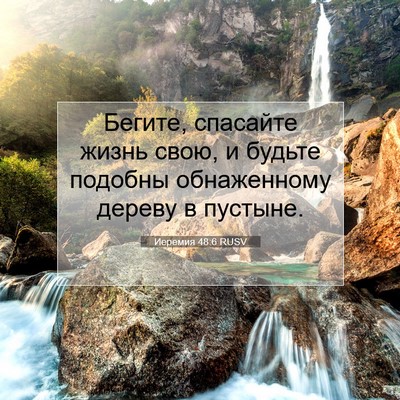 Picture 07 - Иеремия 48:6 RUSV - Бегите, спасайте жизнь - Bible Verse Picture