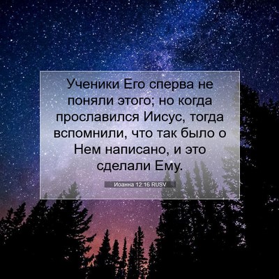 Picture 07 - Иоанна 12:16 RUSV - Ученики Его сперва не - Bible Verse Picture