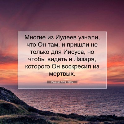 Picture 07 - Иоанна 12:9 RUSV - Многие из Иудеев узнали, - Bible Verse Picture