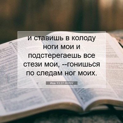 Picture 07 - Иов 13:27 RUSV - и ставишь в колоду ноги мои - Bible Verse Picture