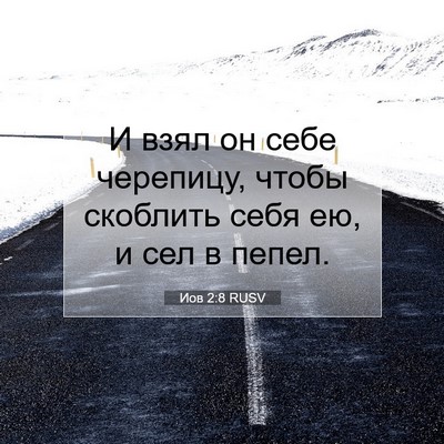 Picture 07 - Иов 2:8 RUSV - И взял он себе черепицу, - Bible Verse Picture