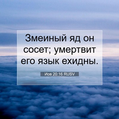 Picture 07 - Иов 20:16 RUSV - Змеиный яд он сосет; - Bible Verse Picture
