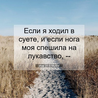 Picture 07 - Иов 31:5 RUSV - Если я ходил в суете, и если - Bible Verse Picture