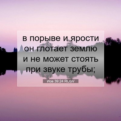 Picture 07 - Иов 39:24 RUSV - в порыве и ярости он - Bible Verse Picture