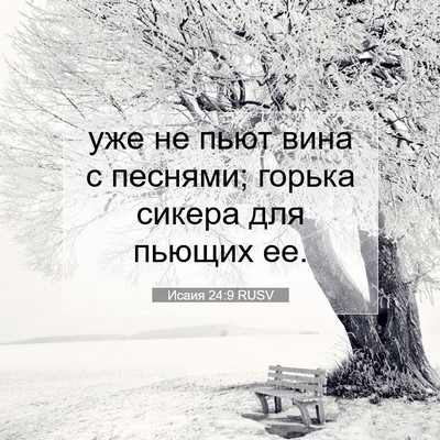 Picture 07 - Исаия 24:9 RUSV - уже не пьют вина с песнями; - Bible Verse Picture