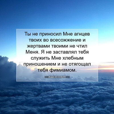 Picture 07 - Исаия 43:23 RUSV - Ты не приносил Мне агнцев - Bible Verse Picture