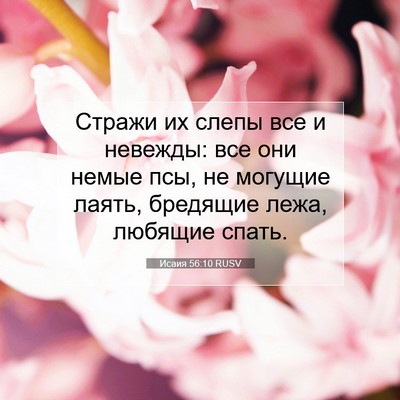 Picture 07 - Исаия 56:10 RUSV - Стражи их слепы все и - Bible Verse Picture