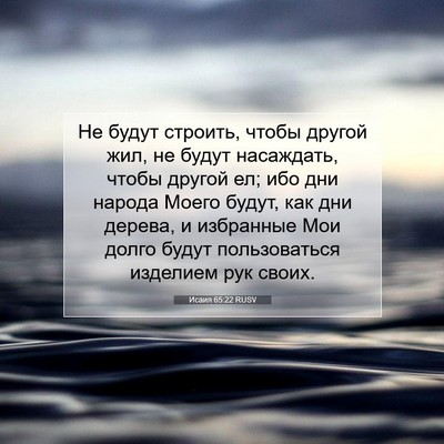 Picture 07 - Исаия 65:22 RUSV - Не будут строить, чтобы - Bible Verse Picture