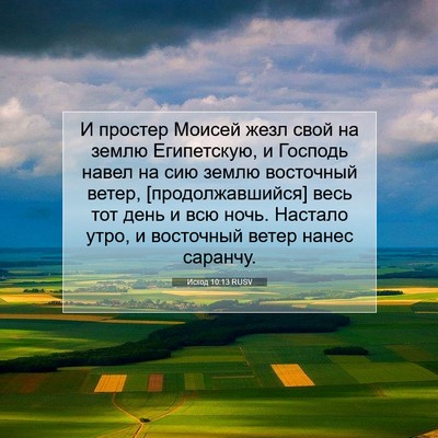 Picture 07 - Исход 10:13 RUSV - И простер Моисей жезл свой - Bible Verse Picture