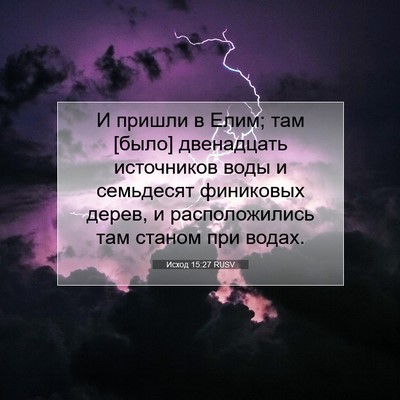 Picture 07 - Исход 15:27 RUSV - И пришли в Елим; там [было] - Bible Verse Picture