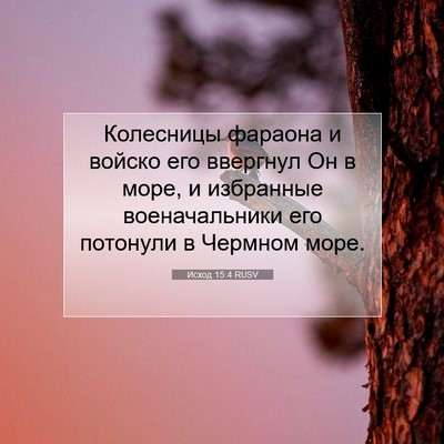 Picture 07 - Исход 15:4 RUSV - Колесницы фараона и войско - Bible Verse Picture
