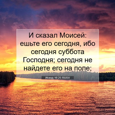 Picture 07 - Исход 16:25 RUSV - И сказал Моисей: ешьте его - Bible Verse Picture