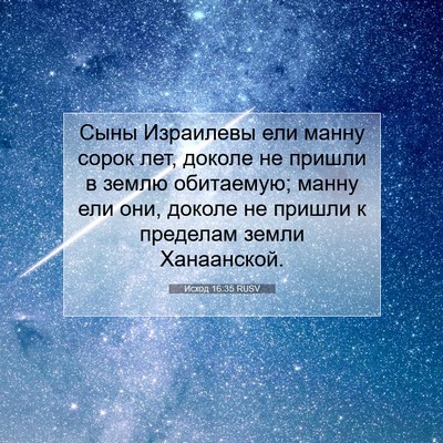 Picture 07 - Исход 16:35 RUSV - Сыны Израилевы ели манну - Bible Verse Picture