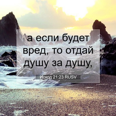 Picture 07 - Исход 21:23 RUSV - а если будет вред, то отдай - Bible Verse Picture
