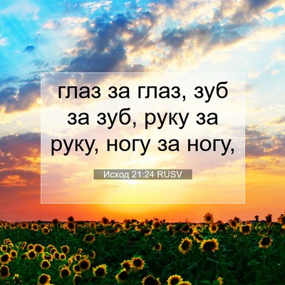 Picture 07 - Исход 21:24 RUSV - глаз за глаз, зуб за зуб, - Bible Verse Picture