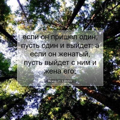 Picture 07 - Исход 21:3 RUSV - если он пришел один, пусть - Bible Verse Picture