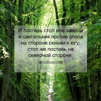 Picture 07 - Исход 26:35 RUSV - И поставь стол вне завесы и - Bible Verse Picture