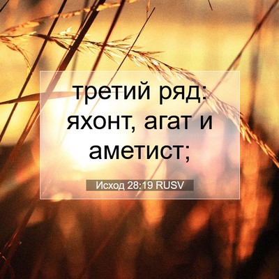 Picture 07 - Исход 28:19 RUSV - третий ряд: яхонт, агат и - Bible Verse Picture