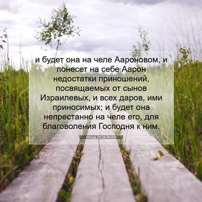 Picture 07 - Исход 28:38 RUSV - и будет она на челе - Bible Verse Picture