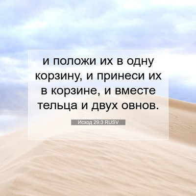 Picture 07 - Исход 29:3 RUSV - и положи их в одну корзину, - Bible Verse Picture