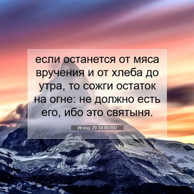 Picture 07 - Исход 29:34 RUSV - если останется от мяса - Bible Verse Picture
