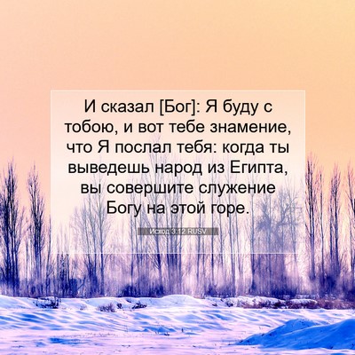 Picture 07 - Исход 3:12 RUSV - И сказал [Бог]: Я буду с - Bible Verse Picture