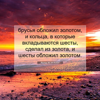 Picture 07 - Исход 36:34 RUSV - брусья обложил золотом, и - Bible Verse Picture