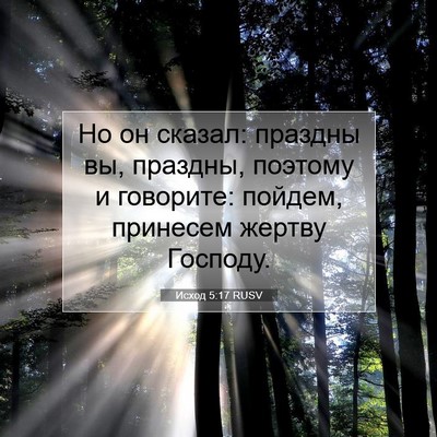 Picture 07 - Исход 5:17 RUSV - Но он сказал: праздны вы, - Bible Verse Picture