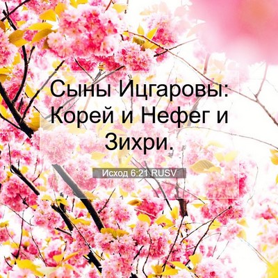 Picture 07 - Исход 6:21 RUSV - Сыны Ицгаровы: Корей и - Bible Verse Picture