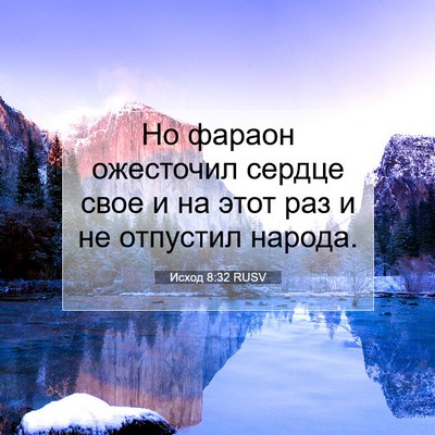 Picture 07 - Исход 8:32 RUSV - Но фараон ожесточил сердце - Bible Verse Picture