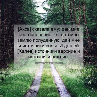 Picture 07 - Книга Судей 1:15 RUSV - [Ахса] сказала ему: дай мне - Bible Verse Picture