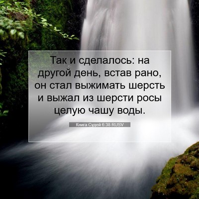 Picture 07 - Книга Судей 6:38 RUSV - Так и сделалось: на другой - Bible Verse Picture
