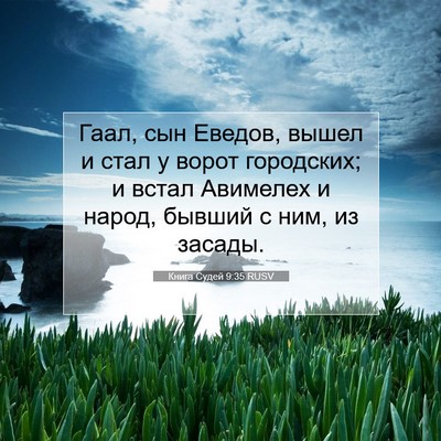Picture 07 - Книга Судей 9:35 RUSV - Гаал, сын Еведов, вышел и - Bible Verse Picture