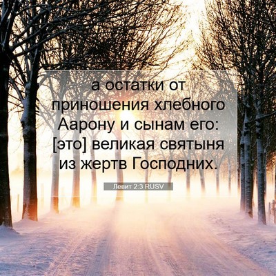 Picture 07 - Левит 2:3 RUSV - а остатки от приношения - Bible Verse Picture