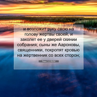 Picture 07 - Левит 3:2 RUSV - и возложит руку свою на - Bible Verse Picture