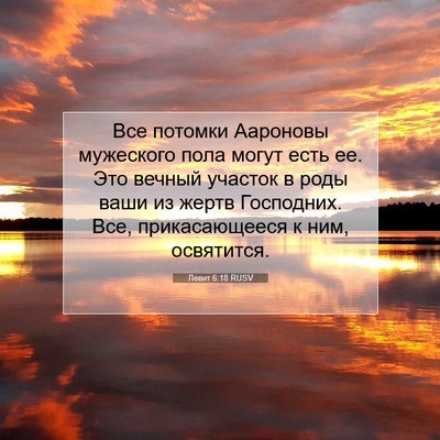 Picture 07 - Левит 6:18 RUSV - Все потомки Аароновы - Bible Verse Picture