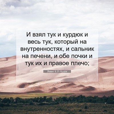 Picture 07 - Левит 8:25 RUSV - И взял тук и курдюк и весь - Bible Verse Picture