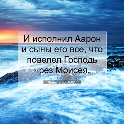 Picture 07 - Левит 8:36 RUSV - И исполнил Аарон и сыны его - Bible Verse Picture