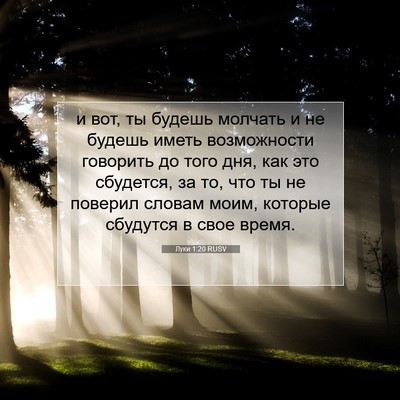 Picture 07 - Луки 1:20 RUSV - и вот, ты будешь молчать и - Bible Verse Picture