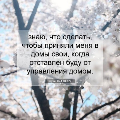 Picture 07 - Луки 16:4 RUSV - знаю, что сделать, чтобы - Bible Verse Picture