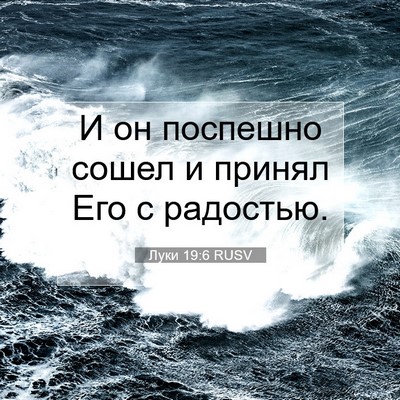 Picture 07 - Луки 19:6 RUSV - И он поспешно сошел и - Bible Verse Picture