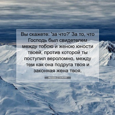 Picture 07 - Малахия 2:14 RUSV - Вы скажете: 'за что?' За то, - Bible Verse Picture