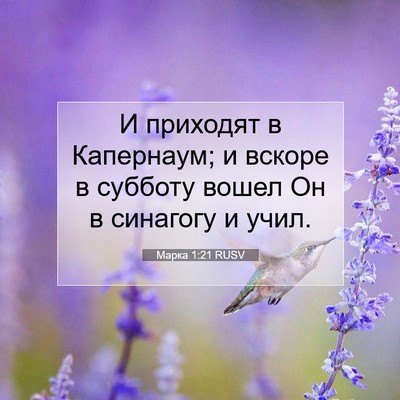 Picture 07 - Марка 1:21 RUSV - И приходят в Капернаум; и - Bible Verse Picture
