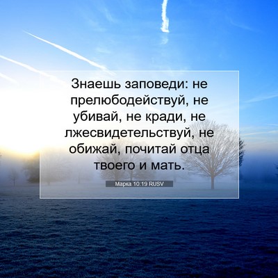 Picture 07 - Марка 10:19 RUSV - Знаешь заповеди: не - Bible Verse Picture