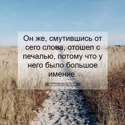 Picture 07 - Марка 10:22 RUSV - Он же, смутившись от сего - Bible Verse Picture
