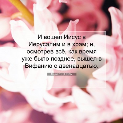 Picture 07 - Марка 11:11 RUSV - И вошел Иисус в Иерусалим и - Bible Verse Picture