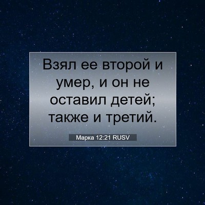 Picture 07 - Марка 12:21 RUSV - Взял ее второй и умер, и он - Bible Verse Picture